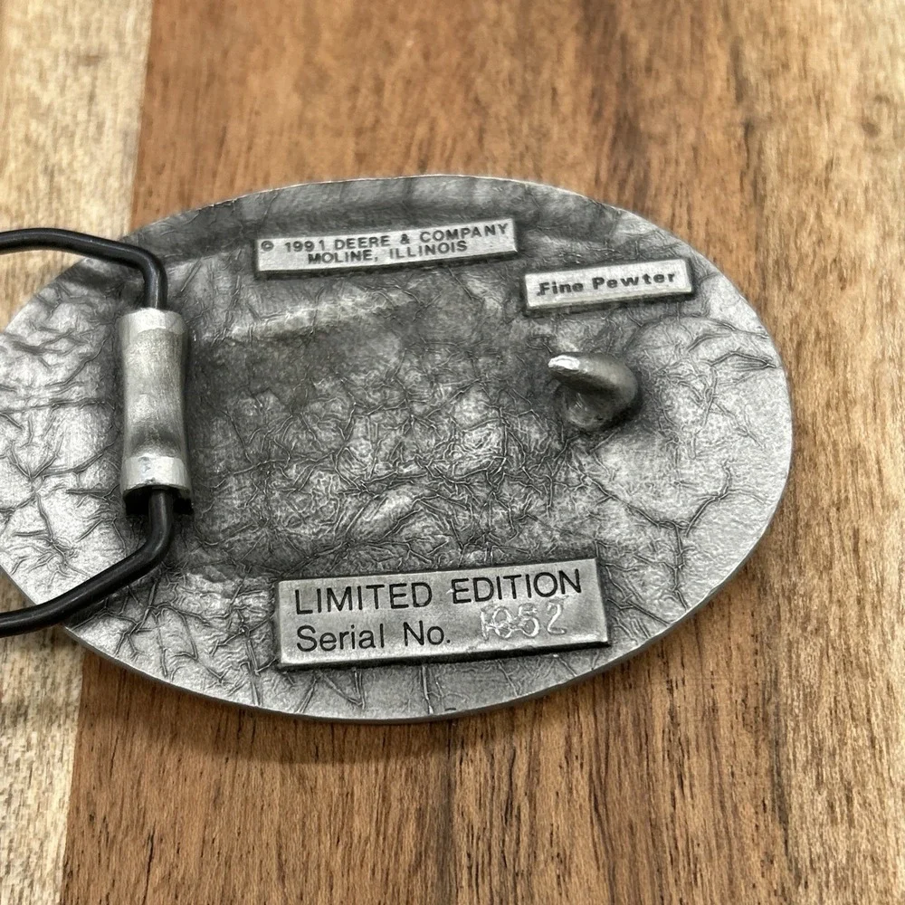 John Deere Breaking The Prairie Belt Buckle Pewter 1991 Limited Edition 1052
